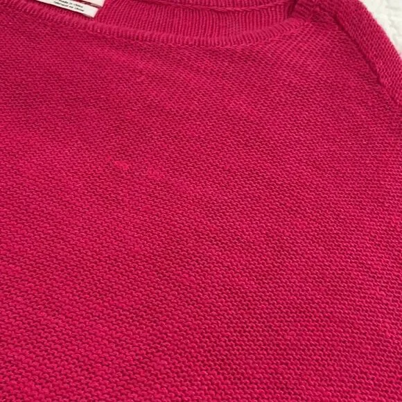 Anthropologie Knit Linen Blend Fuchsia Crewneck Sweater size XS - Picture 3 of 7